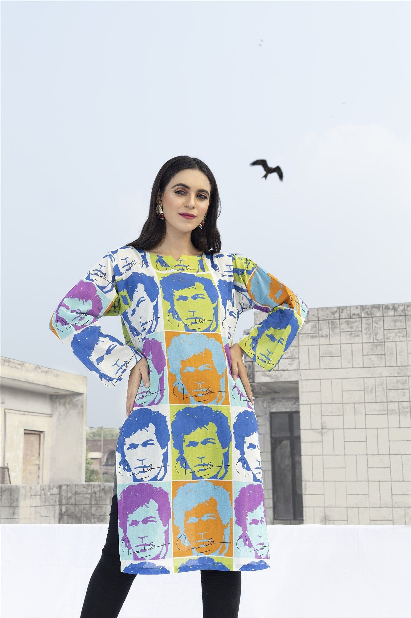 Colourfull IK Signed & Picture Kurta Shirt